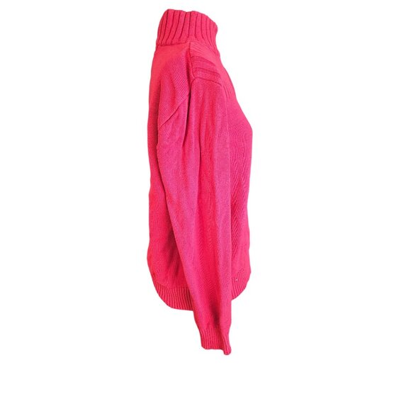Karen Scott 100%cotton sweater Large red Quarter zip ribbed crew neck pullover - Picture 5 of 10